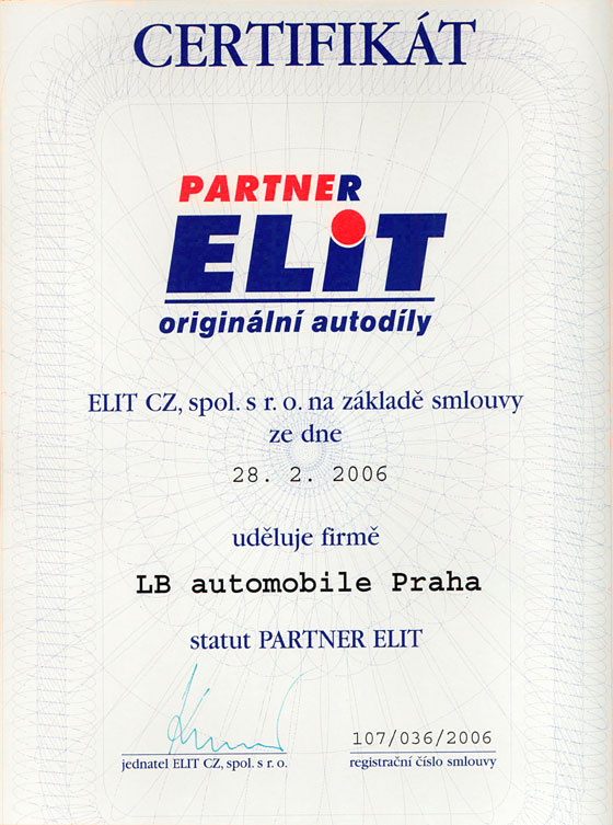 LB Automobile Certifikát Partner Elit